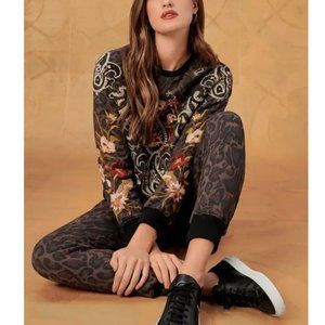 Johnny Was Embroidered Leopard French Terry Jogger Set